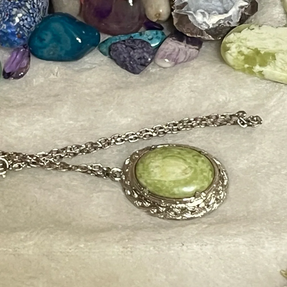Vintage Jacobite Green Stone Necklace